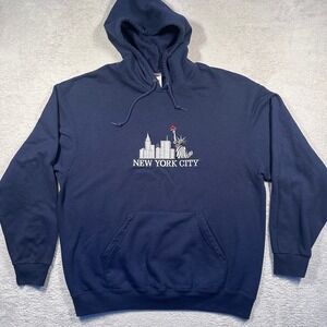 Vintage Fruit of the Loom New York City Hoodie Embroidered Pullover Y2K XL‎